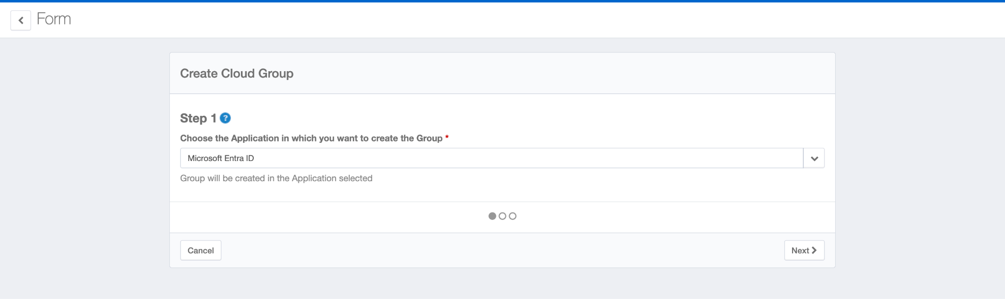 Create Cloud Group – Step 1