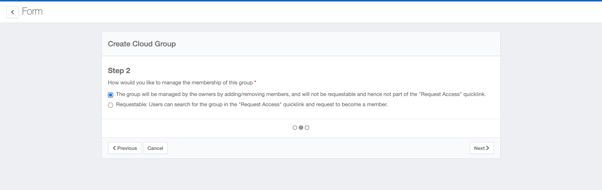 Create Cloud Group – Step 2