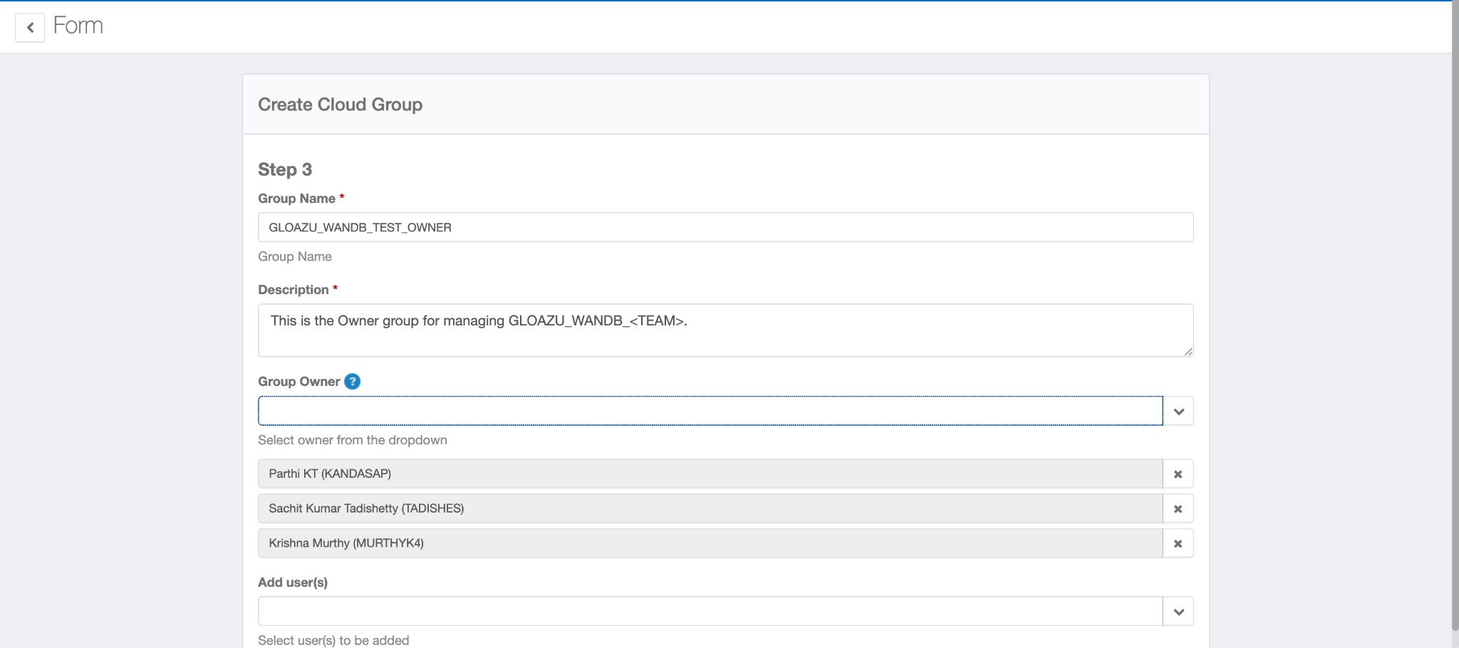 Create Cloud Group – Step 3