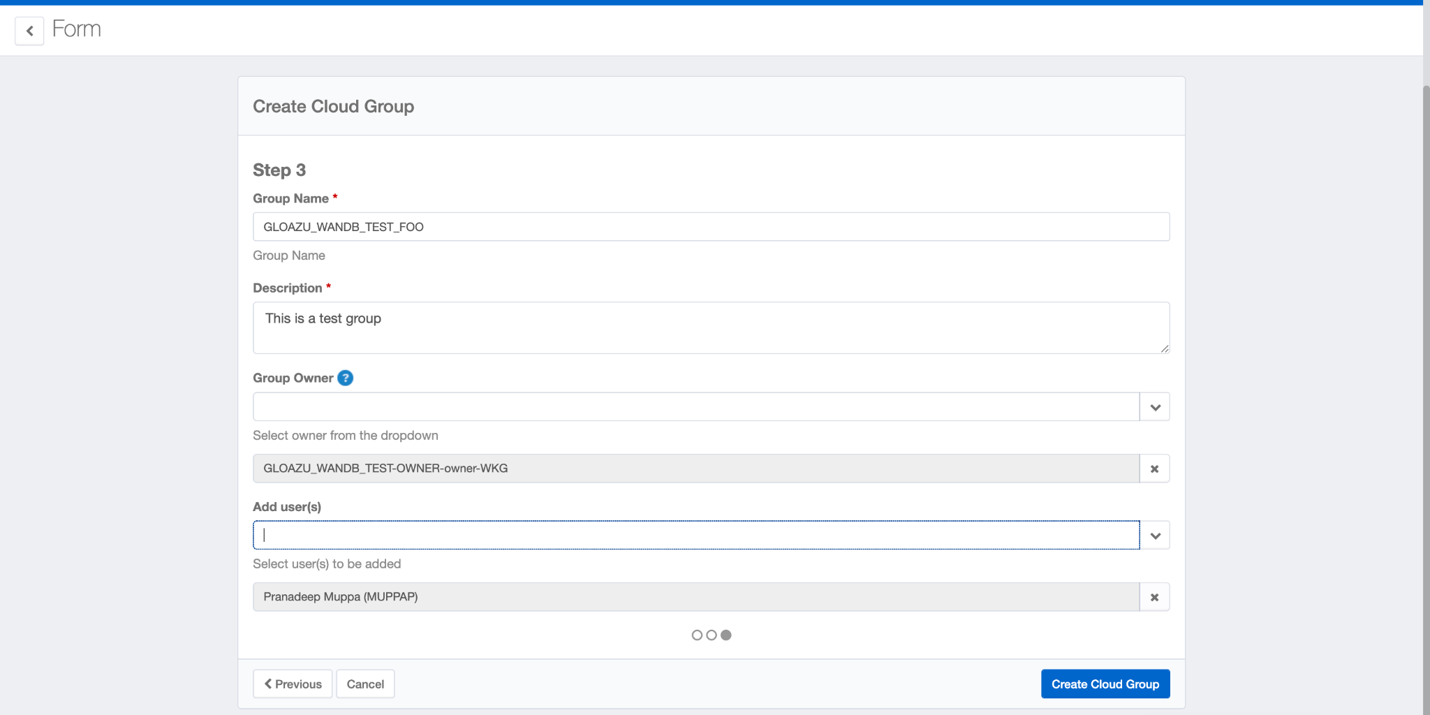 Create Cloud Group – Step 3